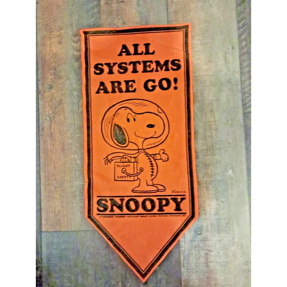 Felt Banner, Peanuts Snoopy 'AllSystems Are Go' NASA Apollo-eraPennant